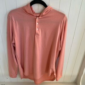 Peach Button-Up Hooded Sweatshirt